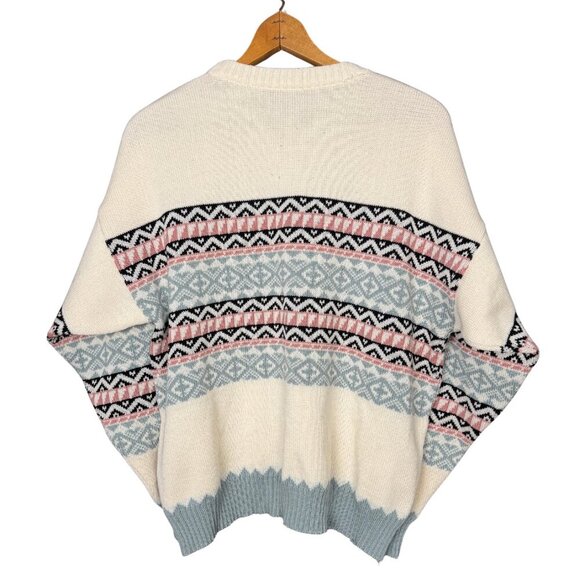 Vintage Nordic Sweater | Cream Fair Isle Knit | Scandi Cabincore Jumper | Cozy - Picture 4 of 5